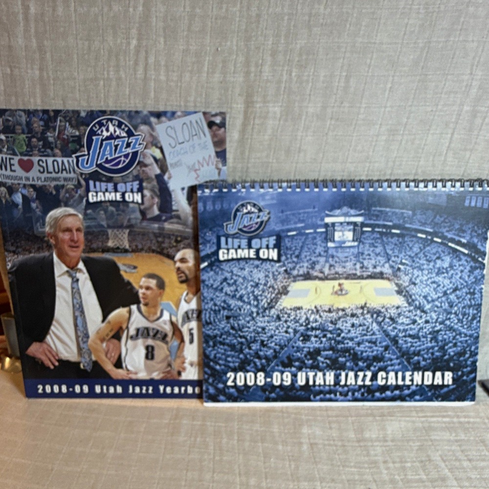 Utah Jazz 2008-09 Calendar (New with 3 autographs) & Yearbook-used